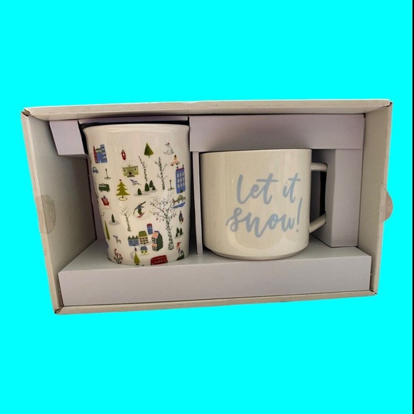 Opalhouse 2 Piece Porcelain City Scene & Let It Snow Classic Mug Box Set Unused - Picture 9 of 15
